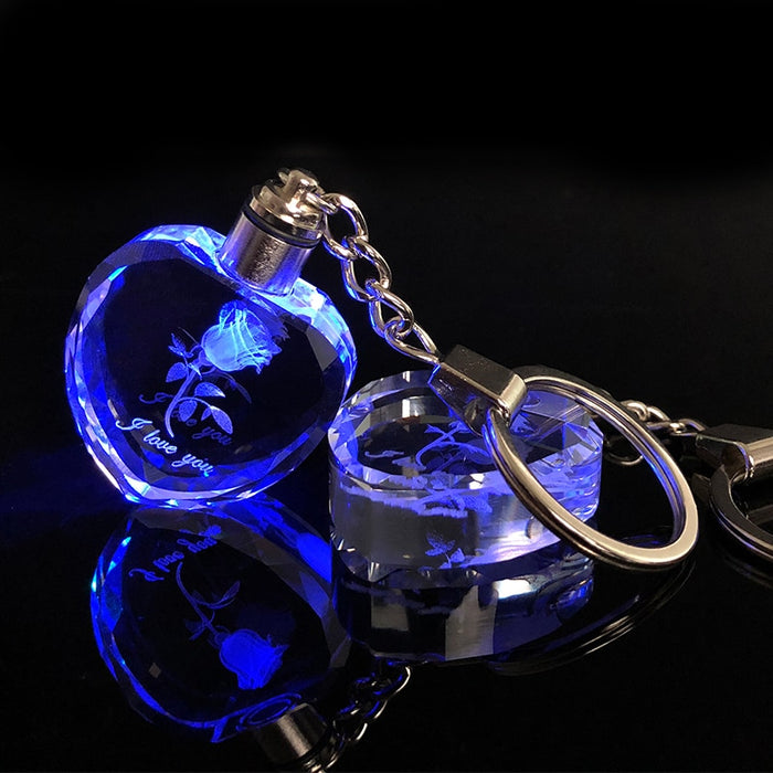 Heart Shape Crystal Rose Key Chain - Okeihouse