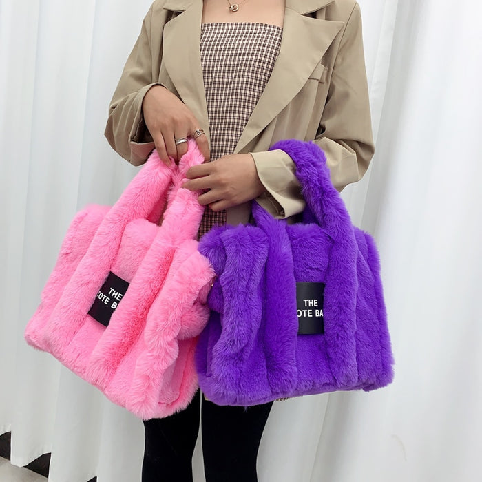 Designer Faux Fur Tote Bag - Okeihouse