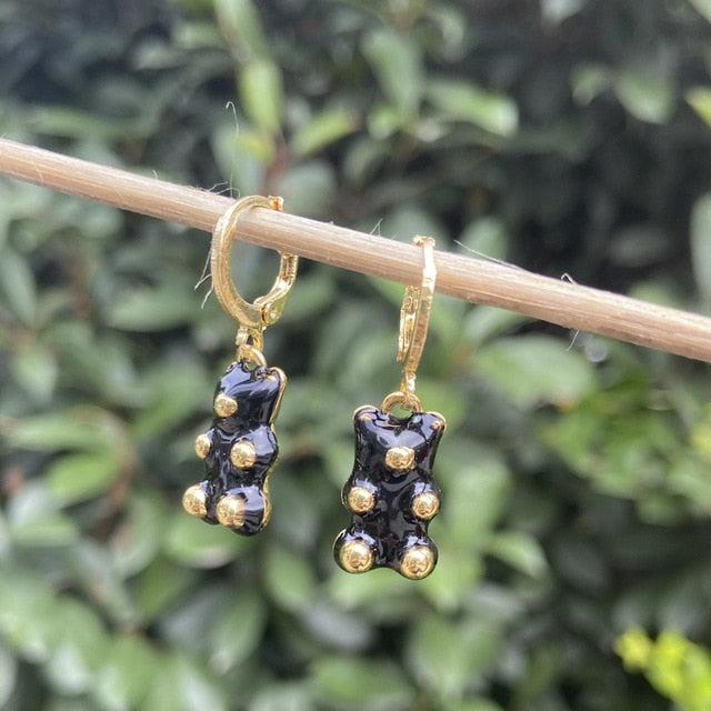 Cute Acrylic Gummy Bear Dangle Earrings - Okeihouse