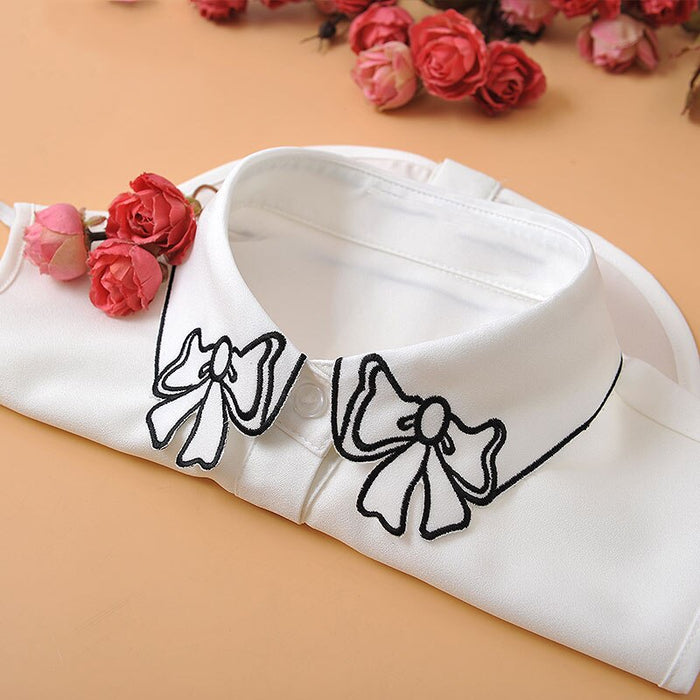 Embroidery Fake Women Collar Shirt - Okeihouse