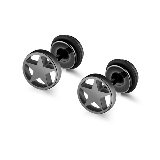 Small Black Punk Stud Earrings - Okeihouse