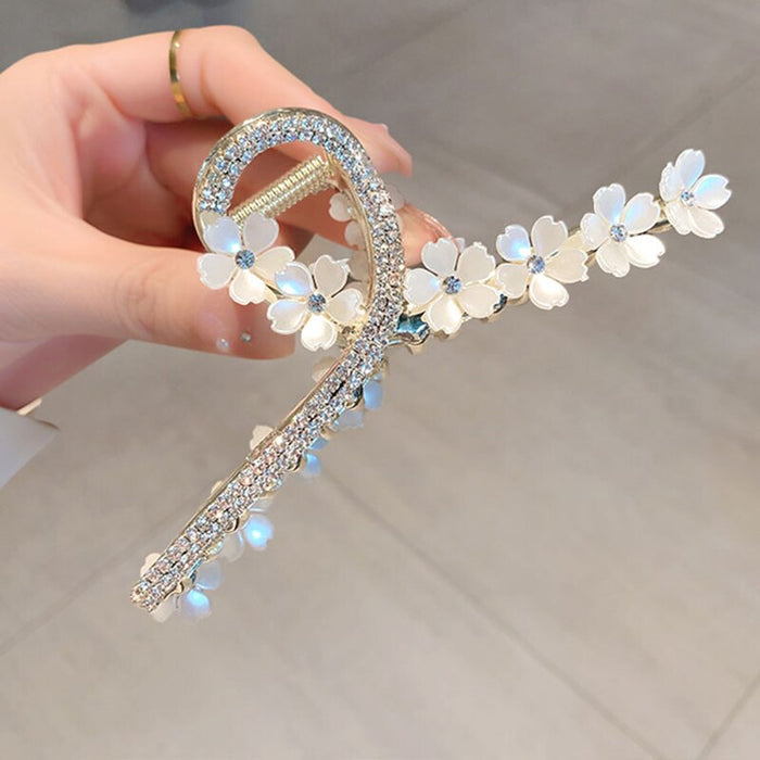 Crystal Pearl Flower Hairpin - Okeihouse