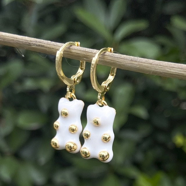 Cute Acrylic Gummy Bear Dangle Earrings - Okeihouse