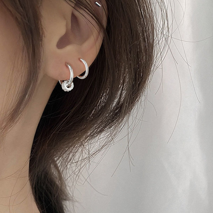 Stainless Steel Minimalist Huggie Hoop Earrings - Okeihouse