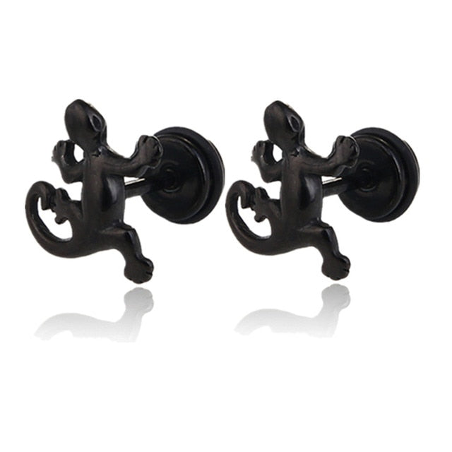 Small Black Punk Stud Earrings - Okeihouse