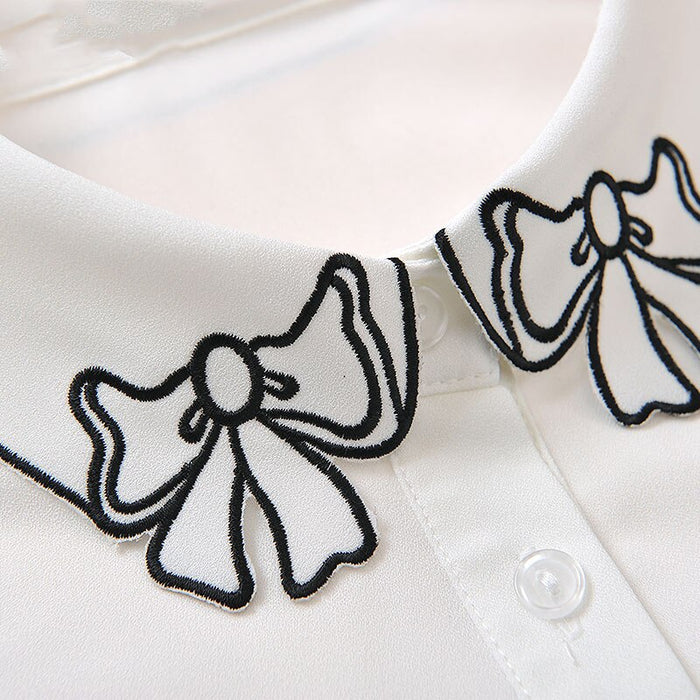 Embroidery Fake Women Collar Shirt - Okeihouse