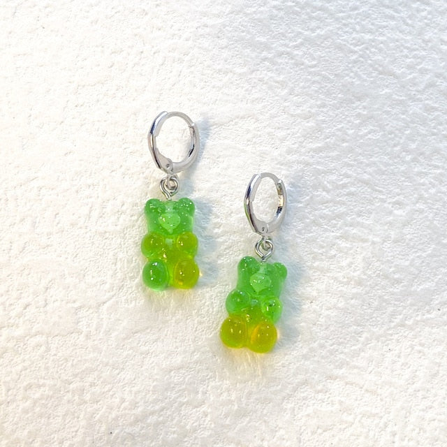 Cute Acrylic Gummy Bear Dangle Earrings - Okeihouse