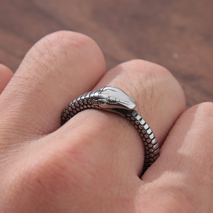 Retro Norse Mythology Men Ouroboros Ring - Okeihouse