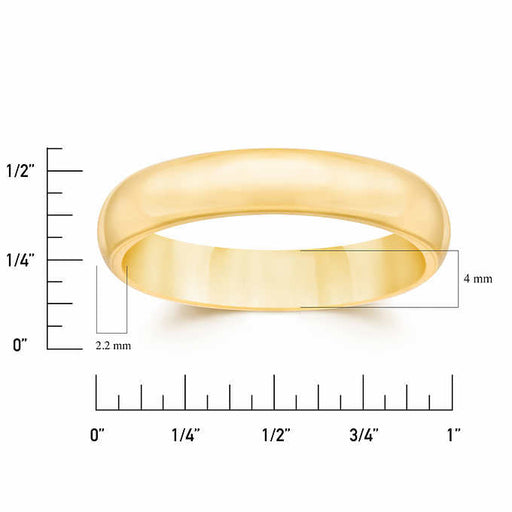 14K Solid Gold 4mm Unisex Wedding Band - Okeihouse