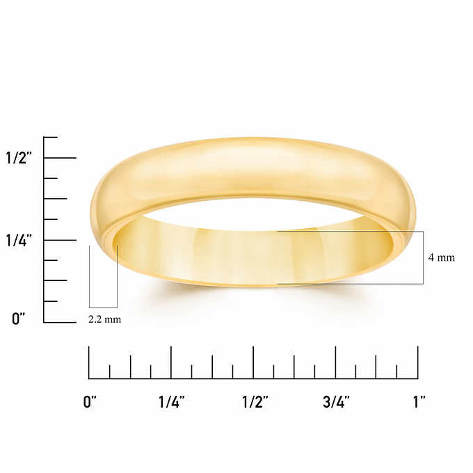 14K Solid Gold 4mm Unisex Wedding Band - Okeihouse