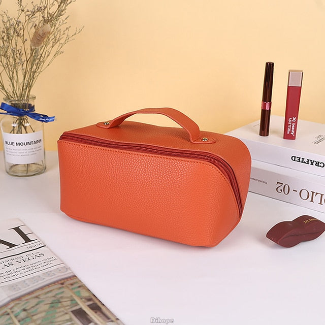 Large-Capacity Leather Cosmetic Bag - Okeihouse