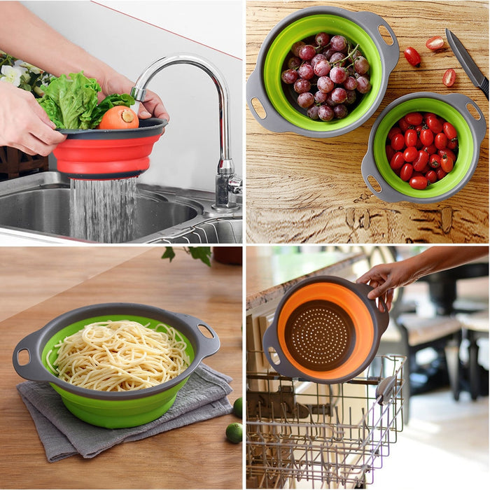 Foldable Silicone Colander Fruit Vegetable Washing Basket Strainer - Okeihouse