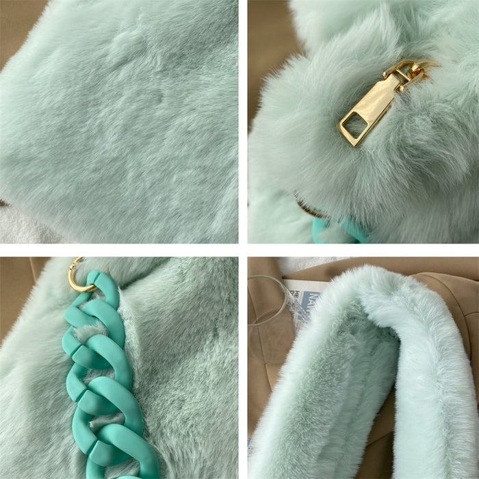 Fluffy Faux Fur Soft Shoulder Bags - Okeihouse