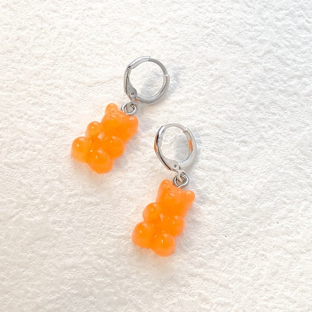 Cute Acrylic Gummy Bear Dangle Earrings - Okeihouse