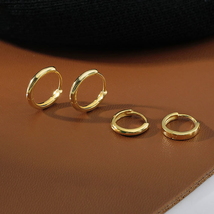 Stainless Steel Minimalist Huggie Hoop Earrings - Okeihouse