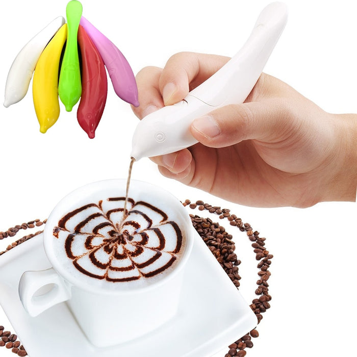 Creative Electrical Latte Art Pen for Coffee Cake Spice Pen Cake Decoration Pen Coffee Carving Pen Baking Pastry Tools - Okeihouse