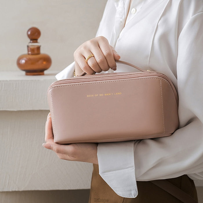 Large-Capacity Leather Cosmetic Bag - Okeihouse