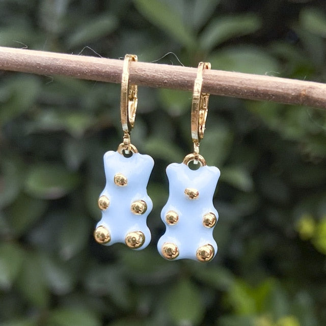 Cute Acrylic Gummy Bear Dangle Earrings - Okeihouse