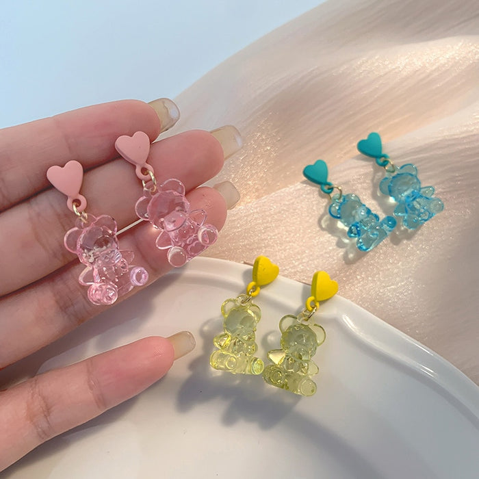 Cute Acrylic Gummy Bear Dangle Earrings - Okeihouse