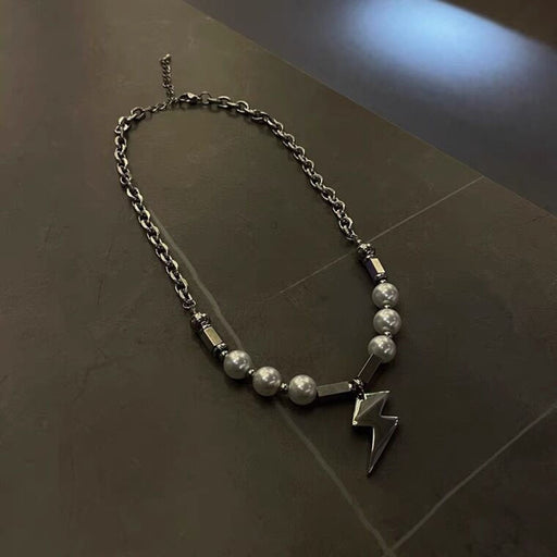 Stainless Steel Chain Pearl Necklace - Okeihouse