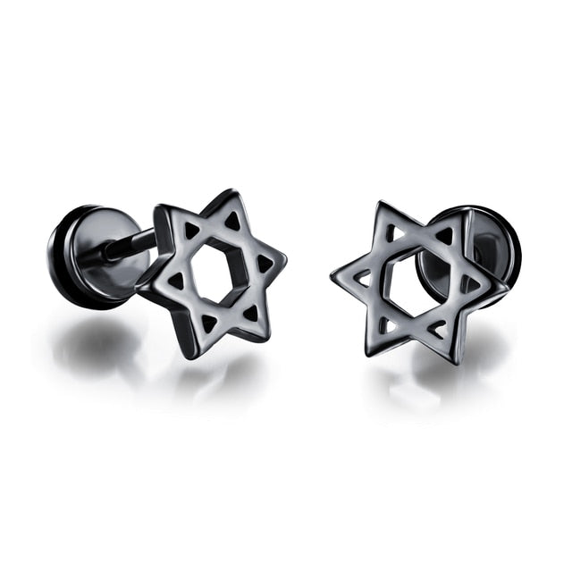 Small Black Punk Stud Earrings - Okeihouse