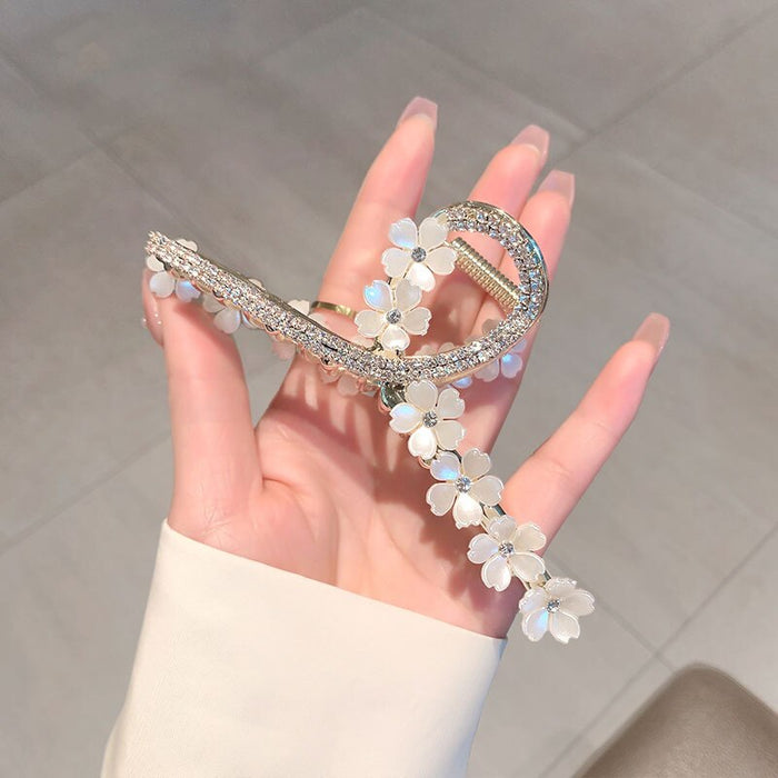 Crystal Pearl Flower Hairpin - Okeihouse