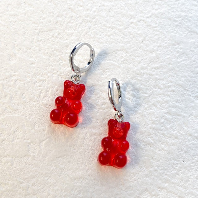 Cute Acrylic Gummy Bear Dangle Earrings - Okeihouse