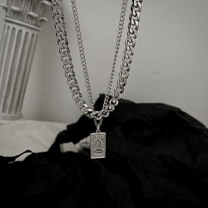 Double Layer Cuban Chain Necklace - Okeihouse