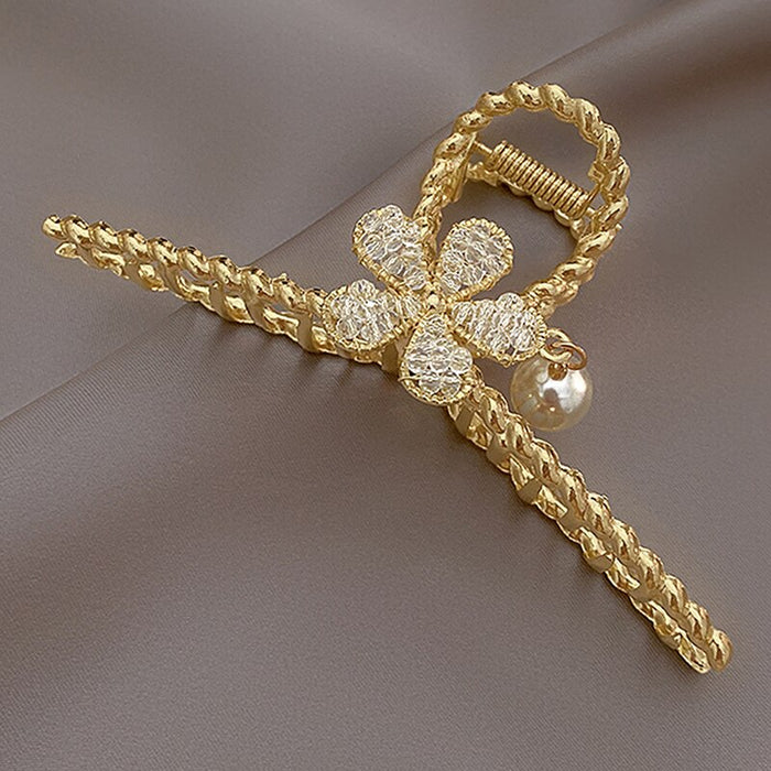 Crystal Pearl Flower Hairpin - Okeihouse