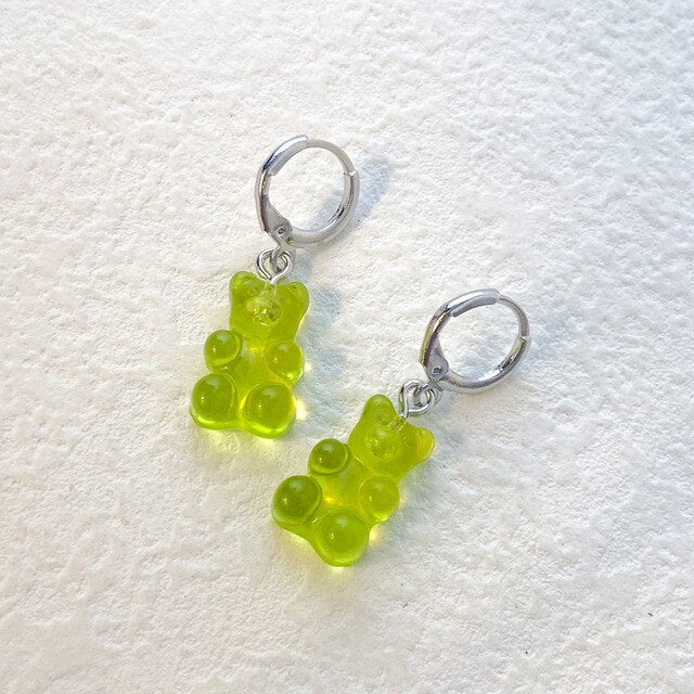 Cute Acrylic Gummy Bear Dangle Earrings - Okeihouse