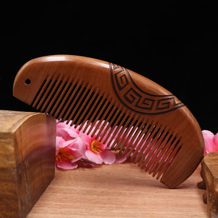 Thickened Boutique Old Peach Wood Comb - Okeihouse