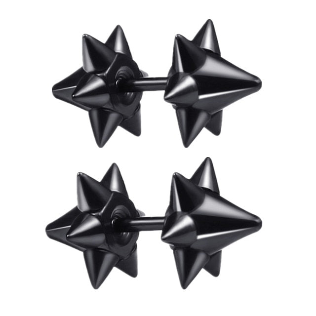 Small Black Punk Stud Earrings - Okeihouse