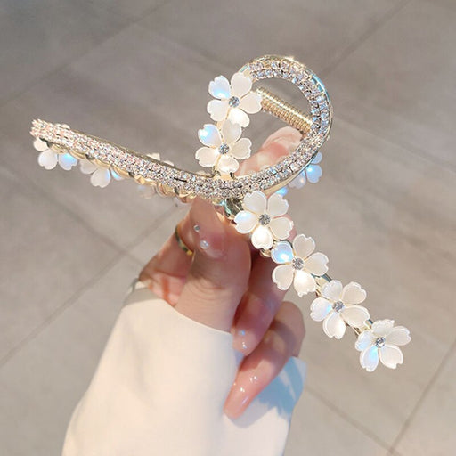 Crystal Pearl Flower Hairpin - Okeihouse