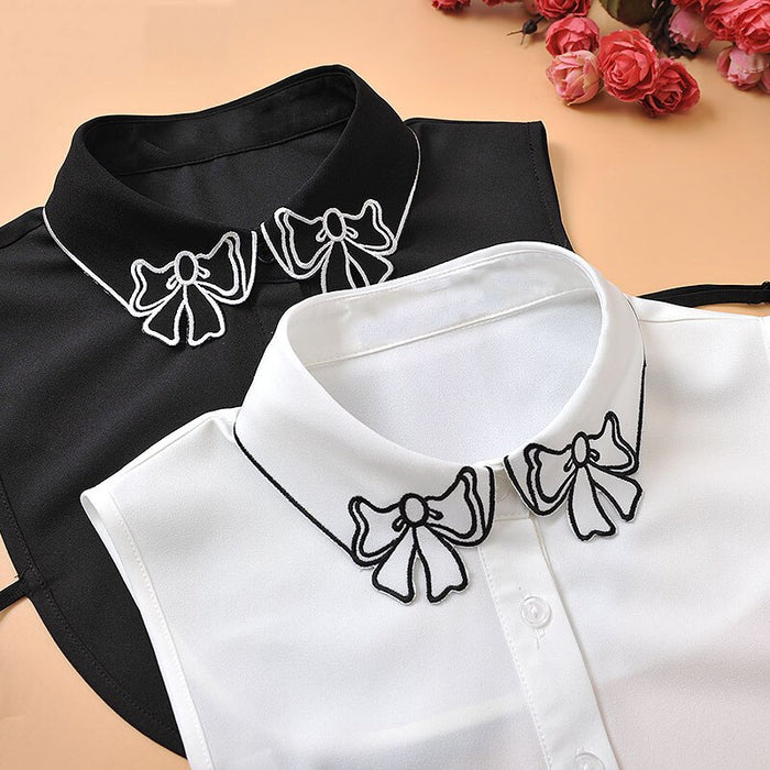 Embroidery Fake Women Collar Shirt - Okeihouse