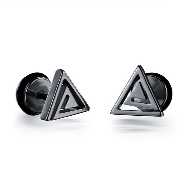 Small Black Punk Stud Earrings - Okeihouse