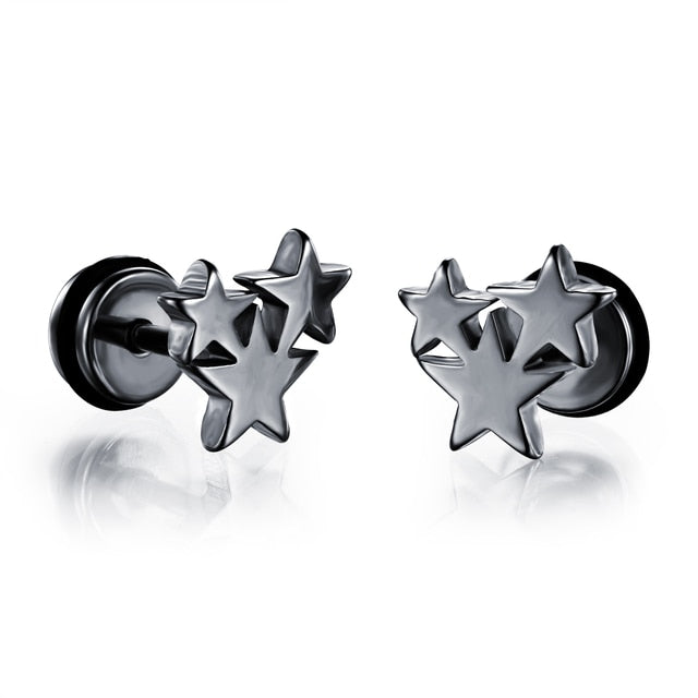 Small Black Punk Stud Earrings - Okeihouse