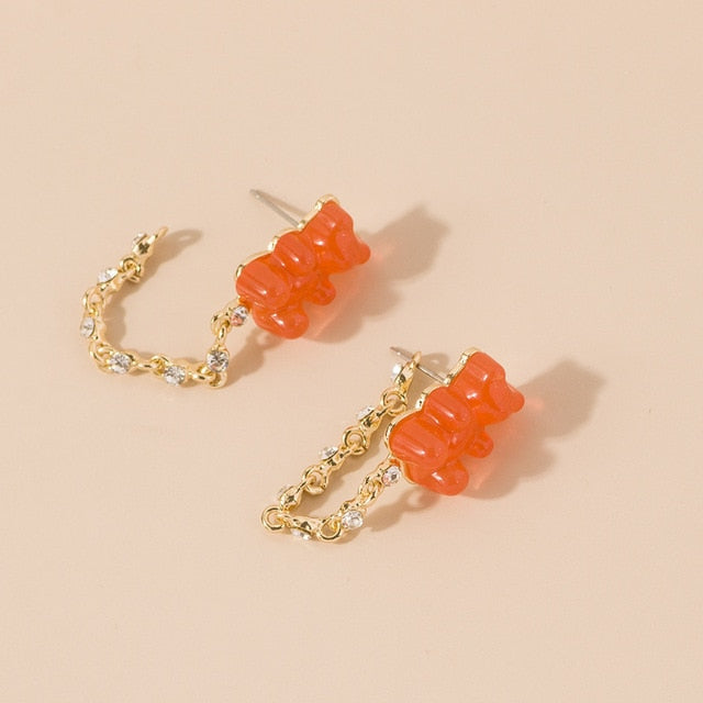 Cute Acrylic Gummy Bear Dangle Earrings - Okeihouse