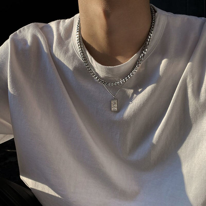 Double Layer Cuban Chain Necklace - Okeihouse