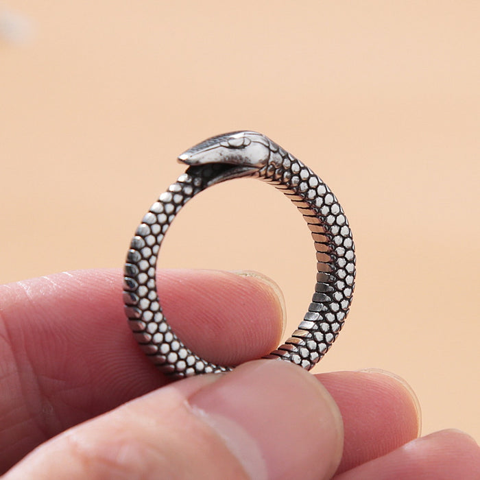 Retro Norse Mythology Men Ouroboros Ring - Okeihouse