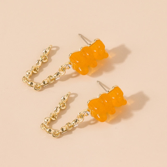 Cute Acrylic Gummy Bear Dangle Earrings - Okeihouse