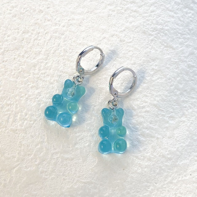 Cute Acrylic Gummy Bear Dangle Earrings - Okeihouse