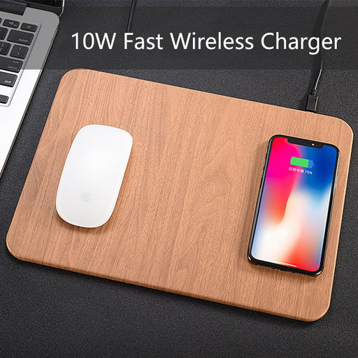 Leather Wood Wireless Charging Mouse Pad - Okeihouse